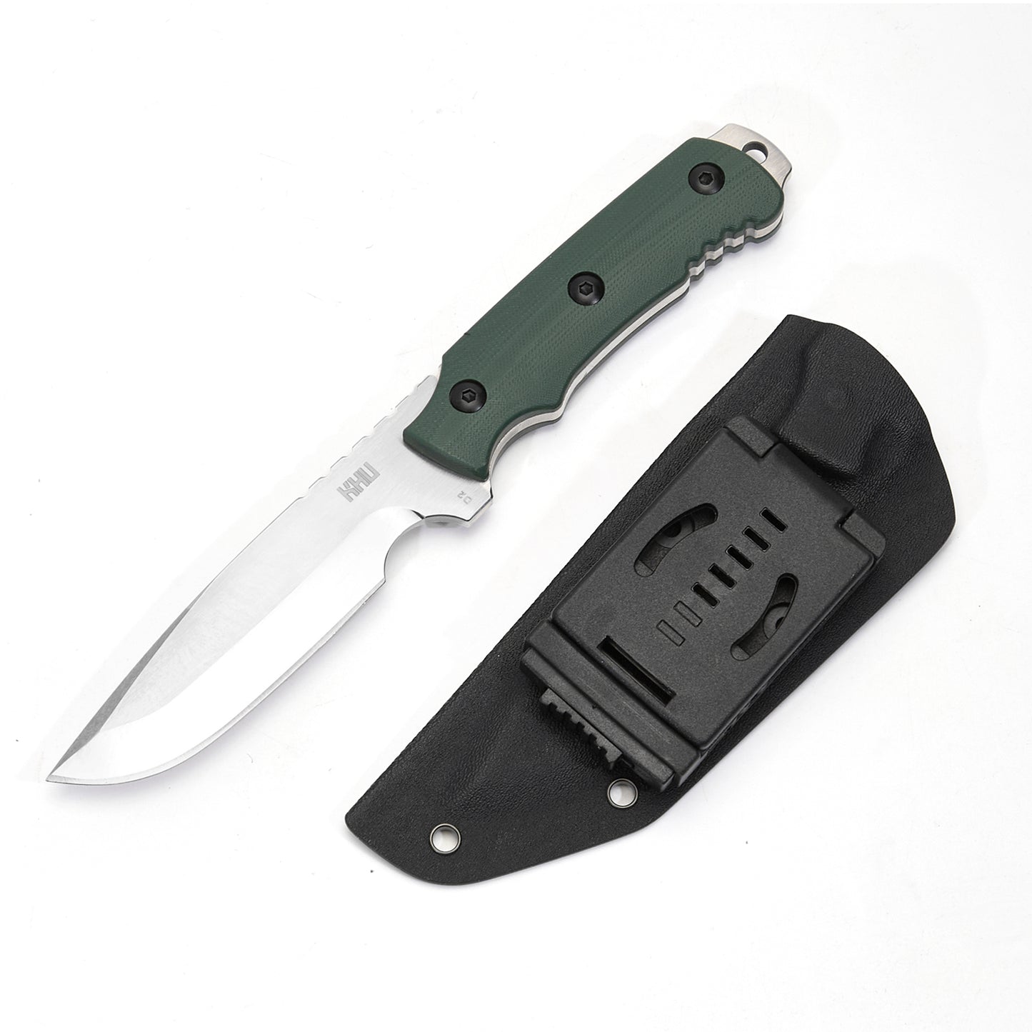 KHU Fixed Blade Knife Tactical, Hunting Knife Survival Knife D2 Steel G10 Handle, Outdoor Hunting Camping Accessories Camping Gear With Kydex Sheath - 16A