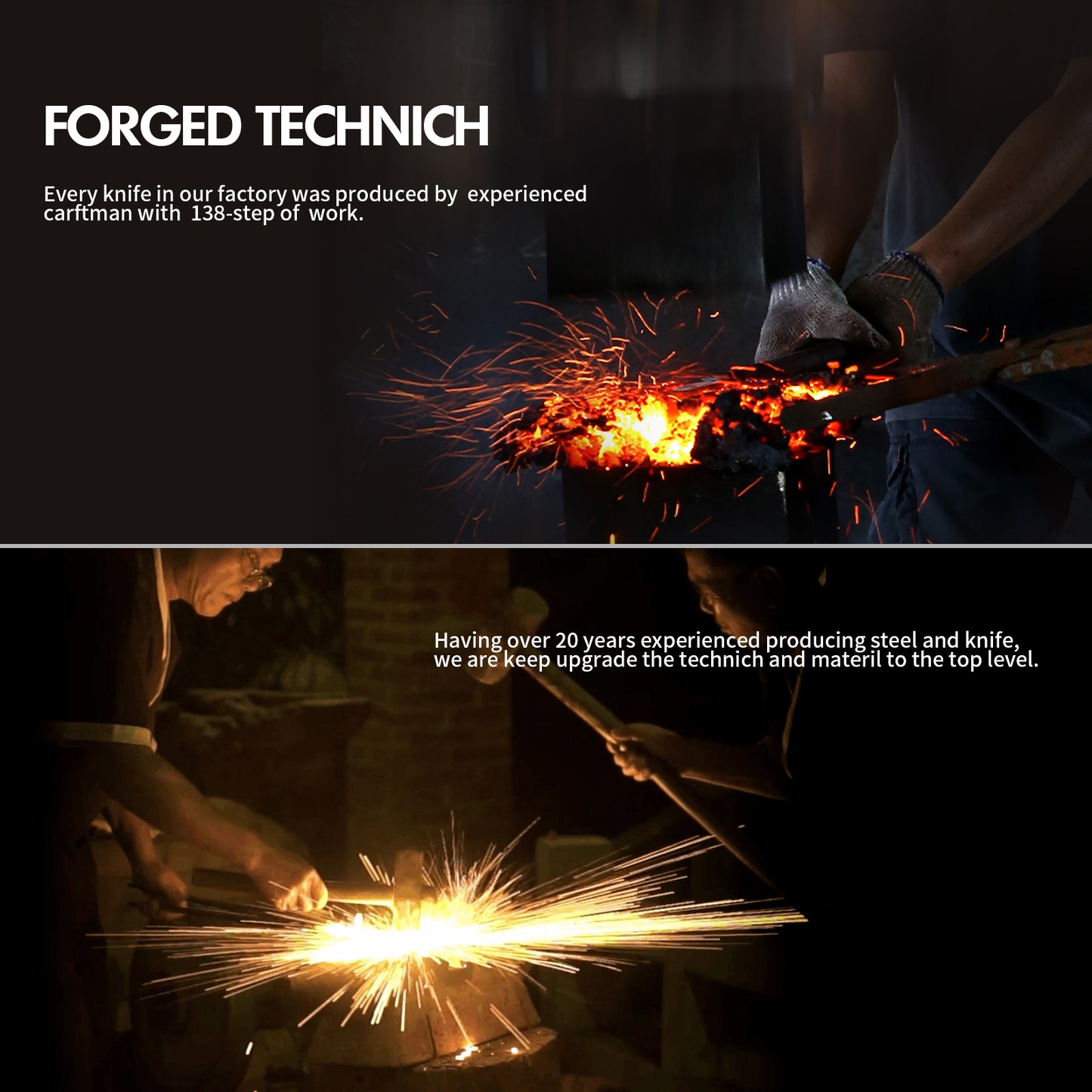 SHI BA ZI ZUO Meat Cleaver Set Chinese Style Patterns 7.09”&6.97" Chef Knife Stainless Steel Professional Kitchen Cleaver And Santoku Knife (Kitchen Knife Set 2 Pcs)