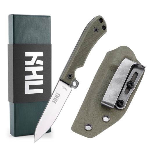 KHU Coltello da Collo Coltello a lama fissa EDC Coltello da caccia Coltello da sopravvivenza Coltello da campeggio Coltello Bushcraft - D2 Acciaio G10 Handle - All'aperto accessori With Kydex Sheath - 11A