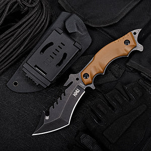 KHU Fixed Blade Knife Tactical, Hunting Knife Survival Knife 440C Steel G10 Handle, Outdoor Hunting Camping Accessories Camping Gear With Kydex Sheath - 24A