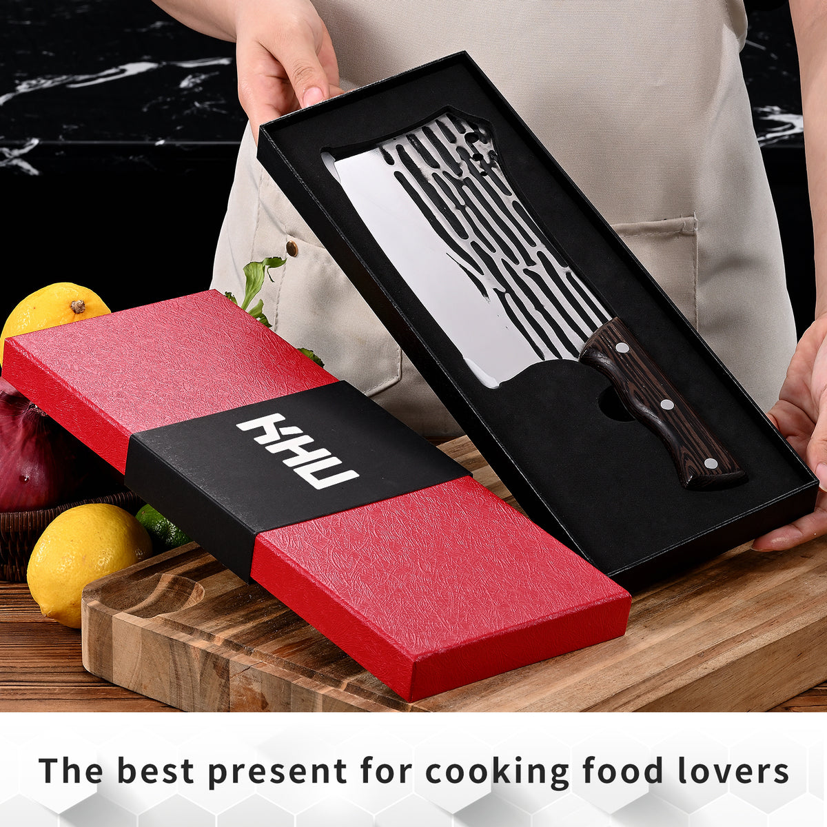 Forged Cleaver Knife Butcher Knife for Vegetable and Meat Cutting,with Non-Slip wooden handle