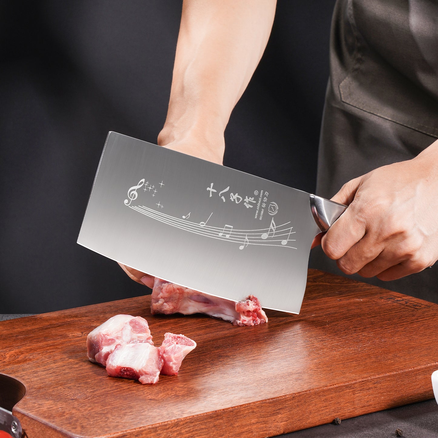 SHI BA ZI ZUO 7 Inch Chinese Kitchen Knife Vegetable Knife Professional Chef Knife with Stainless Steel Full Tang Cast Steel Handle