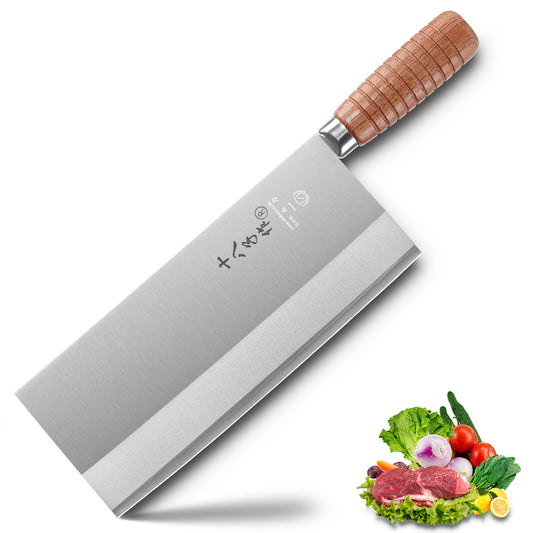 Chinese Kitchen Vegetable Cleaver Chef Knife 9 Inch 80CR Core Stainless Steel Rosewood Handle