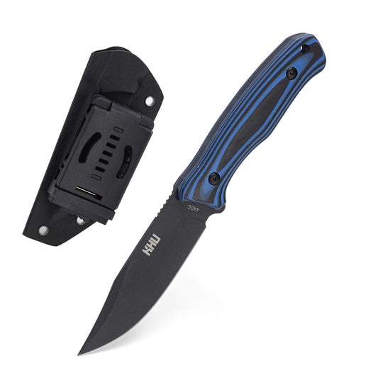 KHU Coltello a lama fissa Coltello da caccia Coltello da sopravvivenza Coltello Bushcraft D2 Acciaio G10 Handle, All'aperto caccia campeggio accessori utili regalo uomo With Kydex Sheath