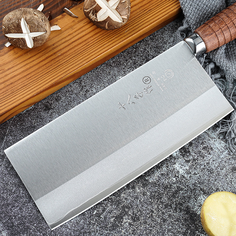 SHI BA ZI ZUO 8-inch Kitchen Knife Professional Chef Knife Stainless Steel Vegetable Knife Safe Non-stick Finish Blade with Anti-slip Wooden Handle