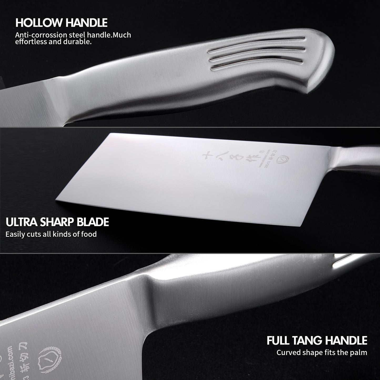 SHI BA ZI ZUO 2 Pcs Knives Set for Kitchen,Cleaver Knife and Fruit Knife,Professional Knife Set with Stainless Steel Handle for Meat and Vegetable Cutting