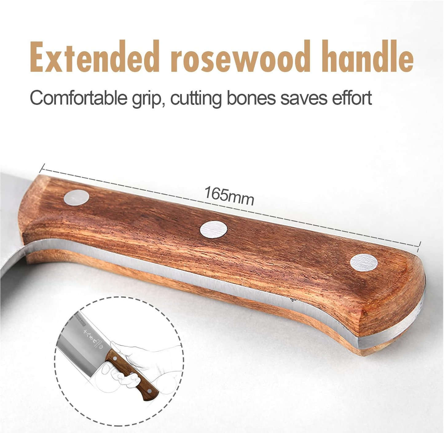 SHI BA ZI ZUO Heavy Duty Heft Cleaver Butcher Knife for Chopping Bones Sturdy Kitchen Knife