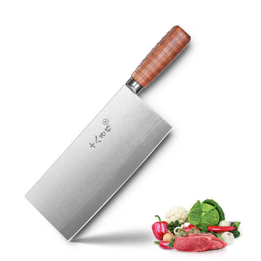 SHI BA ZI ZUO 8 Inch Professional Chef Knife Meat Cleaver Vegetable knife Classic Balanced Full Tang Rosewood Wooden Handle for Daily Basis