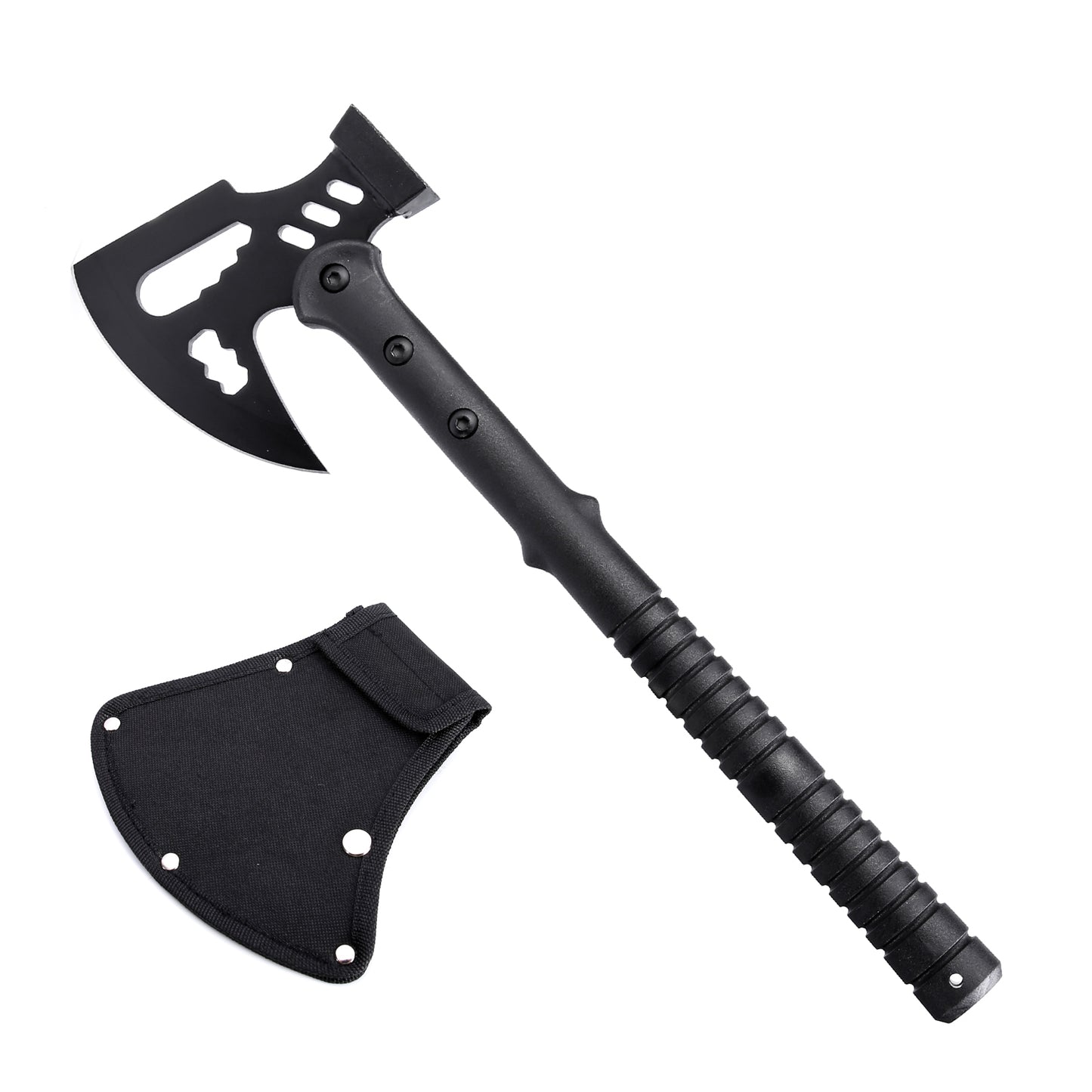 KHU Ascia Spaccalegna Ascia Sopravvivenza Tomahawk Accetta Espositiva Ascia da Campeggio per esterno Con Fodero in Nylon - All'aperto per legno, caccia, giardinaggio