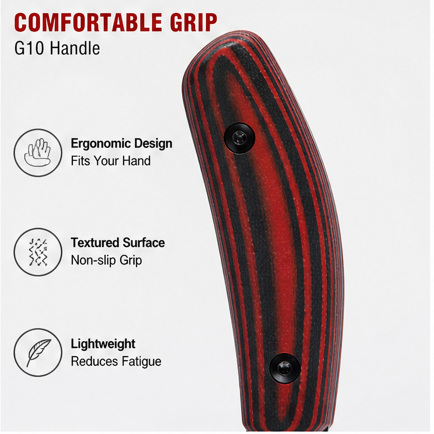 KHU Cuchillo Hoja Fija, Cuchillo Supervivencia Cuchillo Caza Cuchillo Bushcraft D2 Acero Mango de G10, Outdoor Caza Camping Accesorios - Funda Kydex