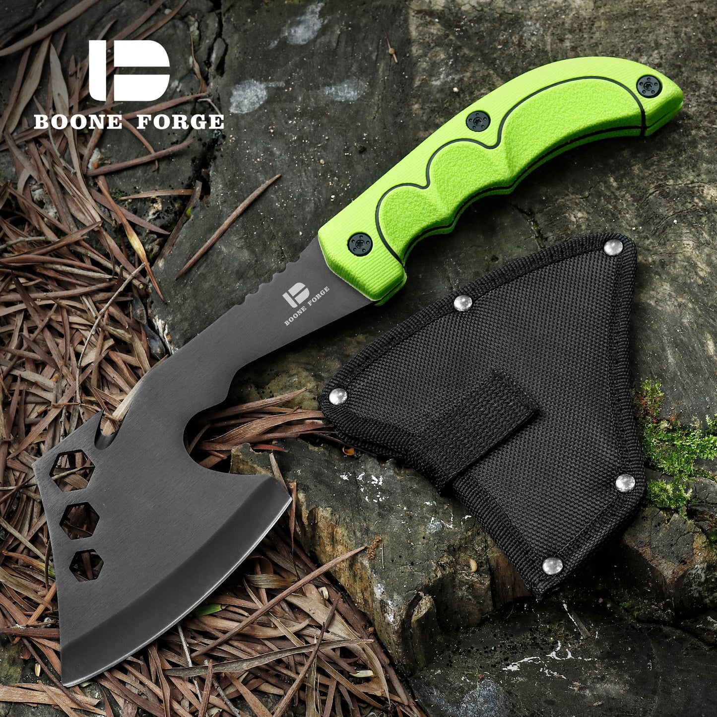 KHU Hacha Supervivencia Hacha leña Tomahawk Hacha Bushcraft Hacha de camping - Con Funda para Caza, Pesca, Camping, Outdoor, Supervivencia y Bushcraft