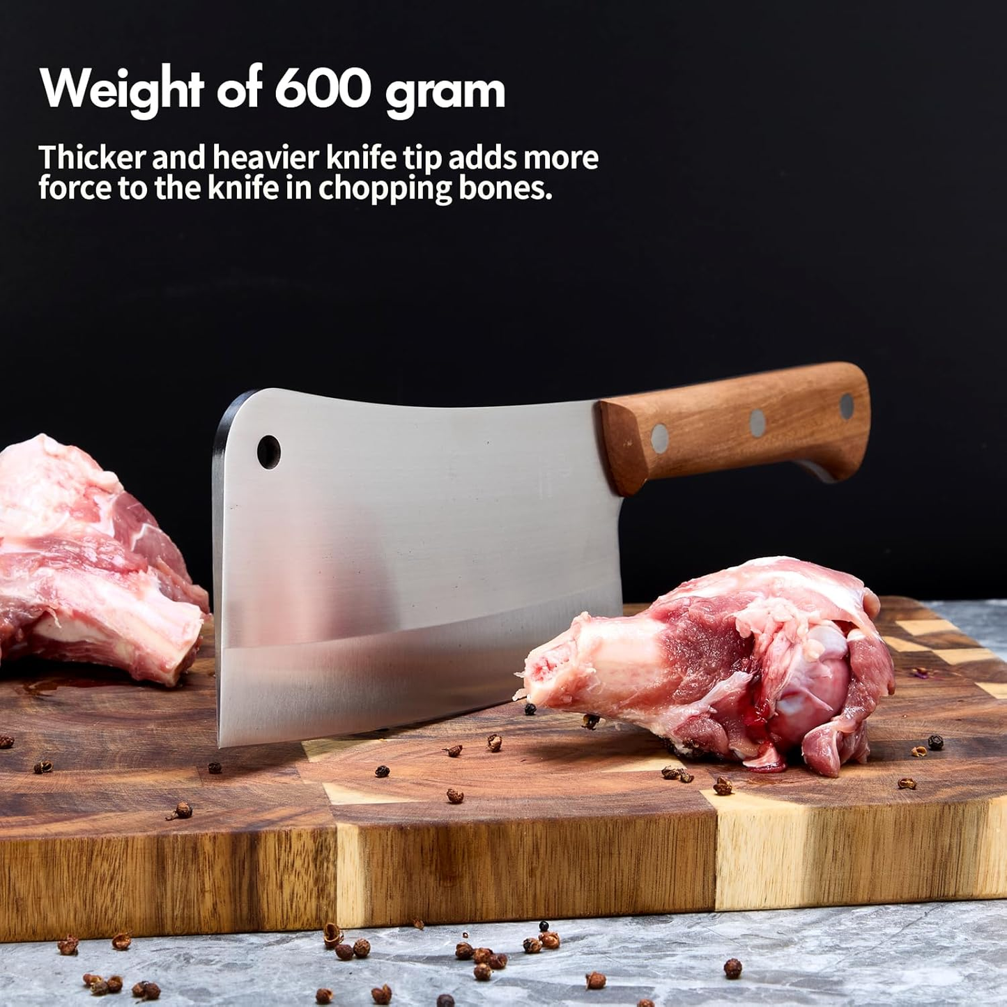 SHI BA ZI ZUO Heavy Duty Heft Cleaver Butcher Knife for Chopping Bones Sturdy Kitchen Knife