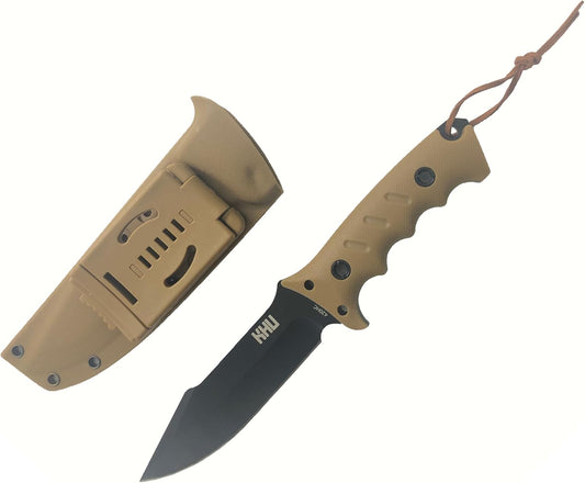 KHU Fixed Blade Knife Hunting Knife Survival 420HC Steel Plastic Handle, Outdoor Hunting Camping Accessories Camping Gear With Kydex Sheath (Tan 35A)