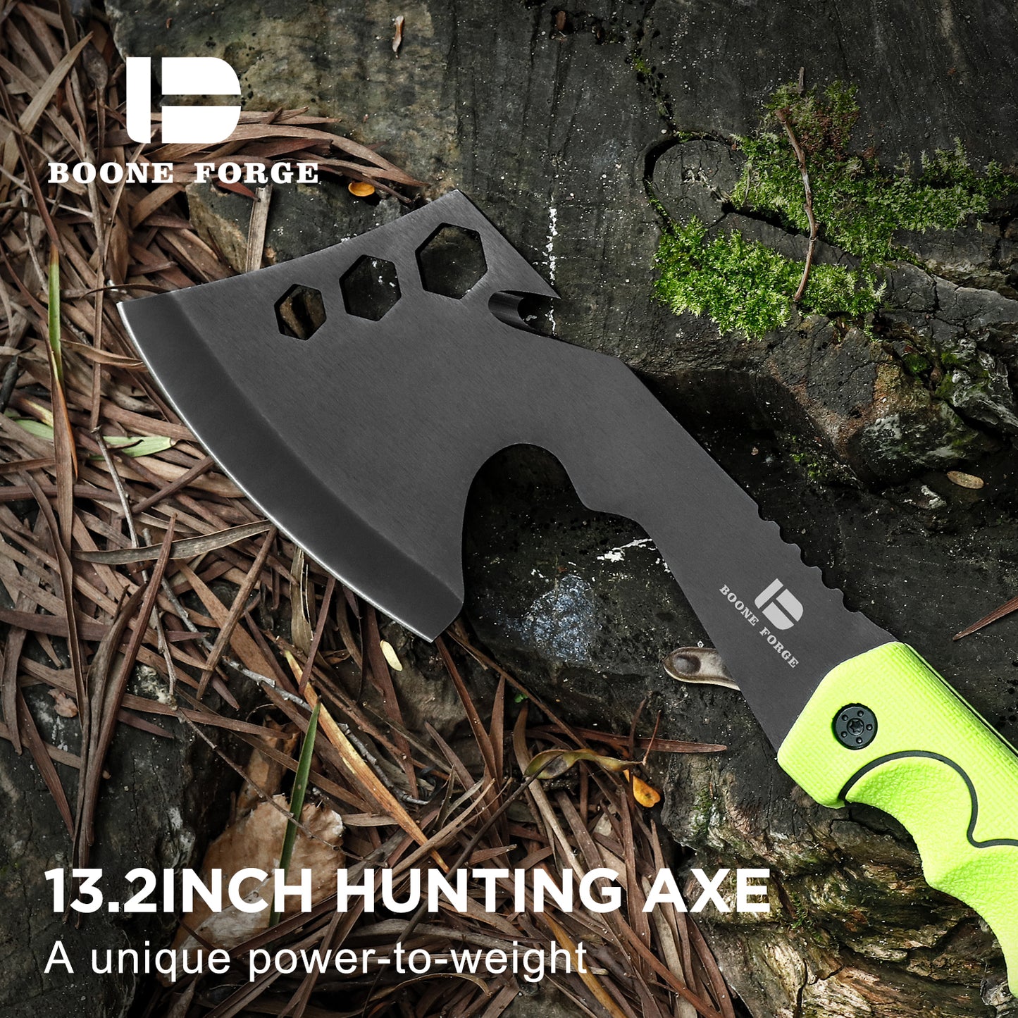 KHU Hacha Supervivencia Hacha leña Tomahawk Hacha Bushcraft Hacha de camping - Con Funda para Caza, Pesca, Camping, Outdoor, Supervivencia y Bushcraft