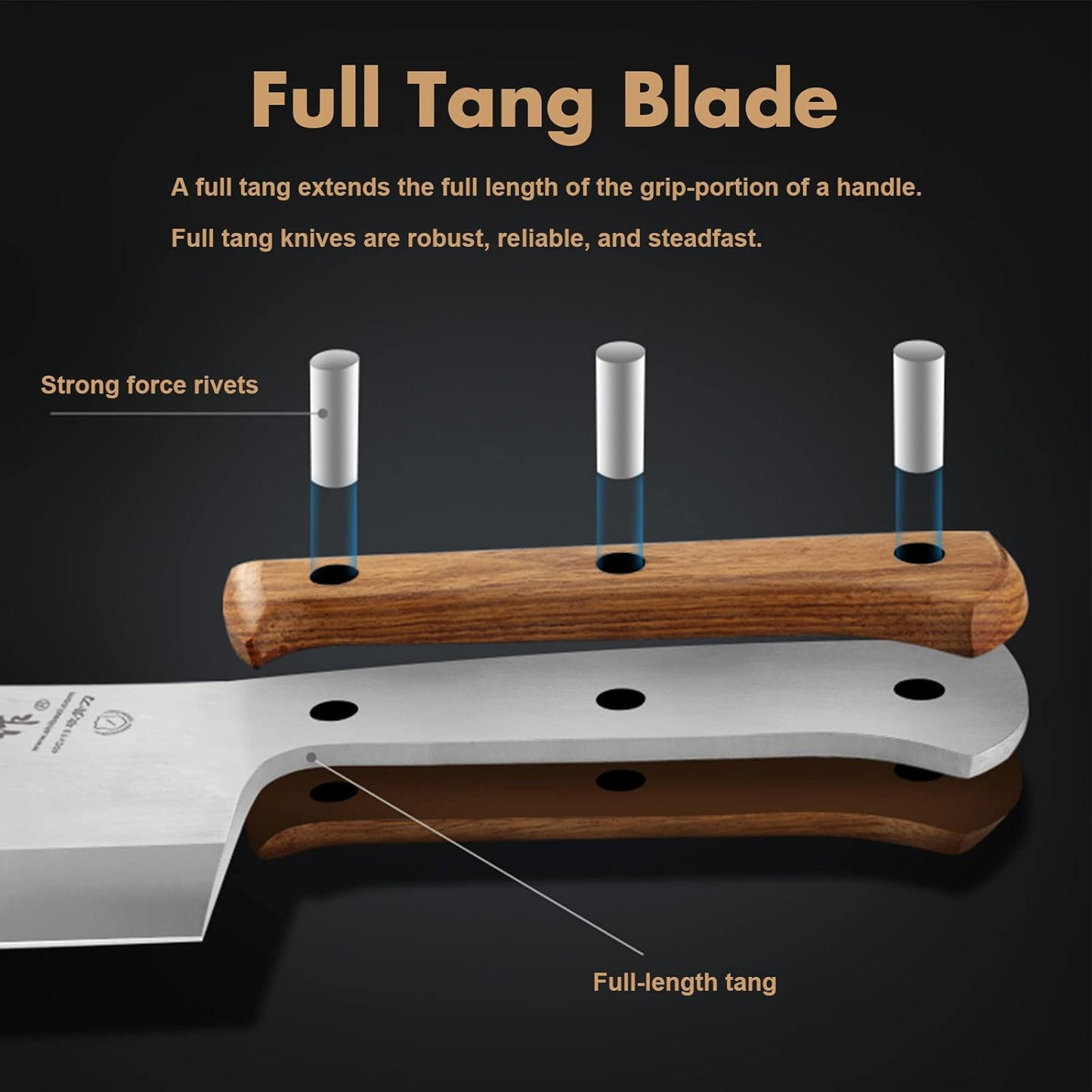 SHI BA ZI ZUO Heavy Duty Heft Cleaver Butcher Knife for Chopping Bones Sturdy Kitchen Knife