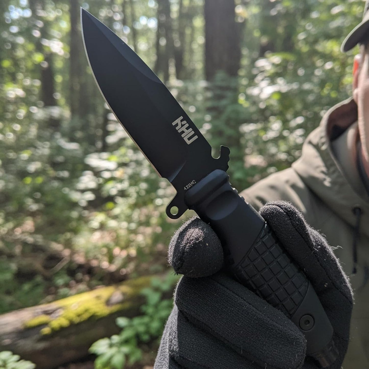 KHU Fixed Blade Knife Hunting Knife Survival 420HC Steel Plastic Handle, Outdoor Hunting Camping Accessories Camping Gear With Kydex Sheath (Black 36A)