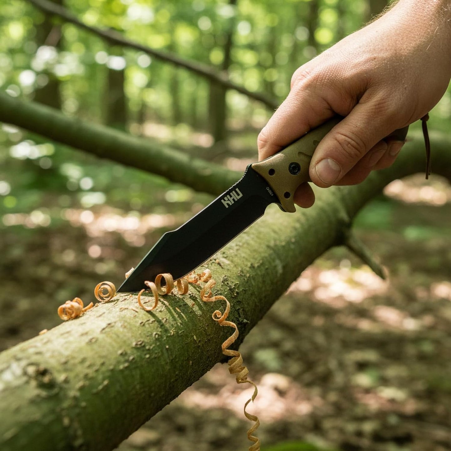 KHU Fixed Blade Knife Hunting Knife Survival 420HC Steel Plastic Handle, Outdoor Hunting Camping Accessories Camping Gear With Kydex Sheath (Tan 35A)