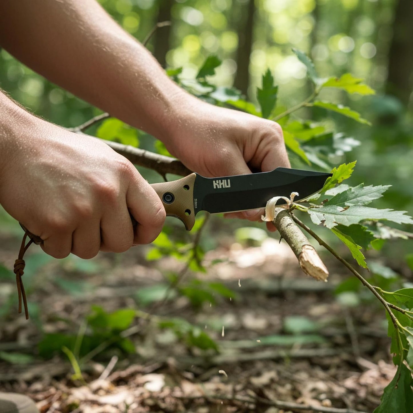 KHU Fixed Blade Knife Hunting Knife Survival 420HC Steel Plastic Handle, Outdoor Hunting Camping Accessories Camping Gear With Kydex Sheath (Tan 35A)