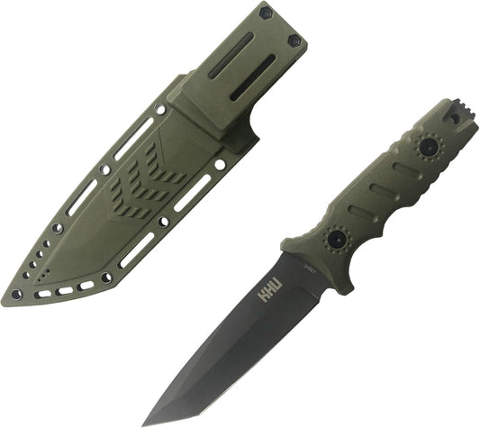 KHU Fixed Blade Knife Hunting Knife Survival 420HC Steel Plastic Handle, Outdoor Hunting Camping Accessories Camping Gear With Kydex Sheath (Green 34A)