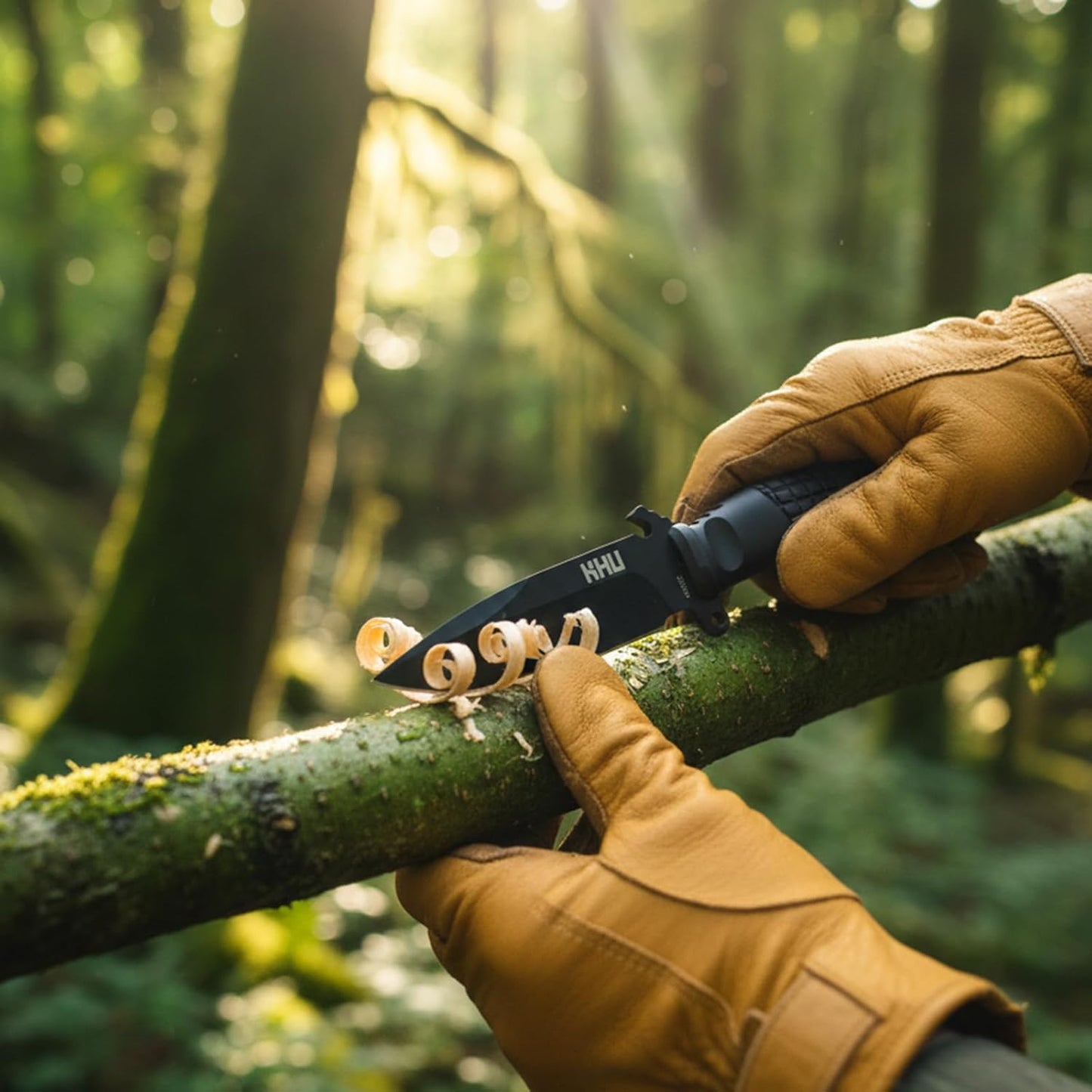 KHU Fixed Blade Knife Hunting Knife Survival 420HC Steel Plastic Handle, Outdoor Hunting Camping Accessories Camping Gear With Kydex Sheath (Black 36A)