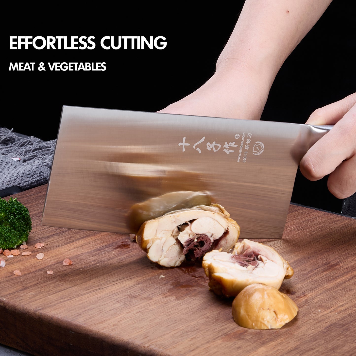 SHI BA ZI ZUO 2 Pcs Knives Set for Kitchen,Cleaver Knife and Fruit Knife,Professional Knife Set with Stainless Steel Handle for Meat and Vegetable Cutting