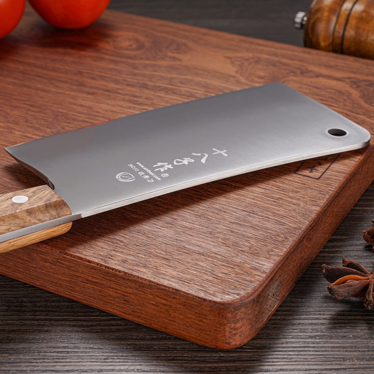 SHI BA ZI ZUO 7 Inch Stainless Steel Heavy Duty Bone Cleaver Butcher Knife Full Tang Handle with Heft