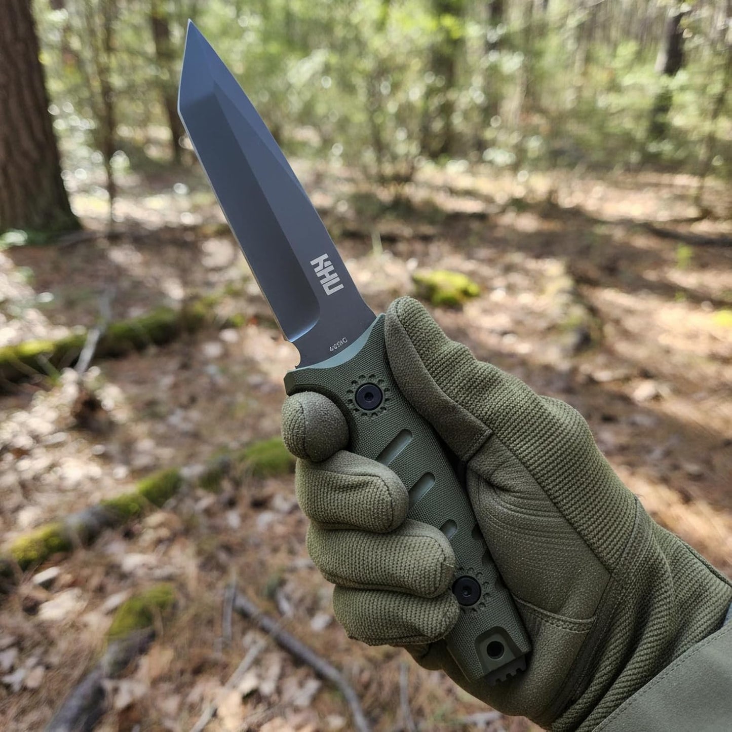 KHU Fixed Blade Knife Hunting Knife Survival 420HC Steel Plastic Handle, Outdoor Hunting Camping Accessories Camping Gear With Kydex Sheath (Green 34A)