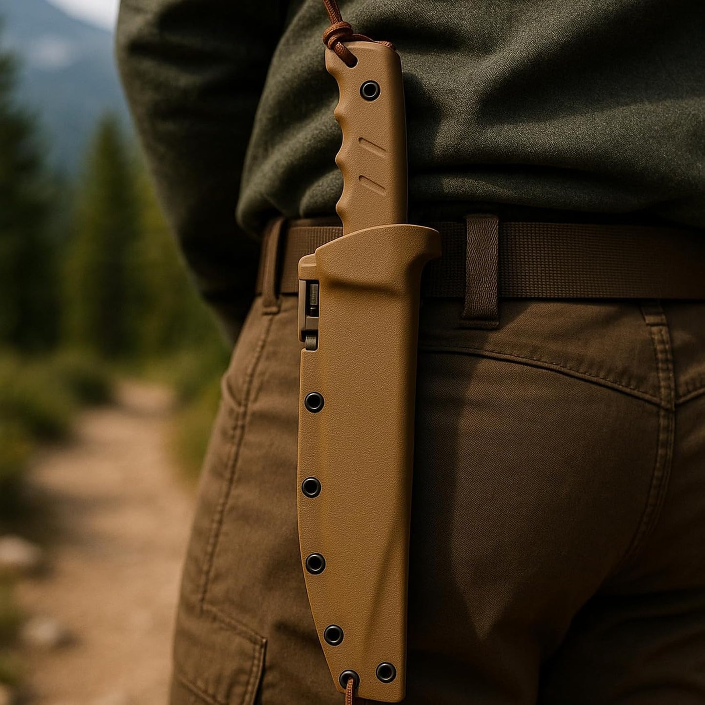 KHU Fixed Blade Knife Hunting Knife Survival 420HC Steel Plastic Handle, Outdoor Hunting Camping Accessories Camping Gear With Kydex Sheath (Tan 35A)