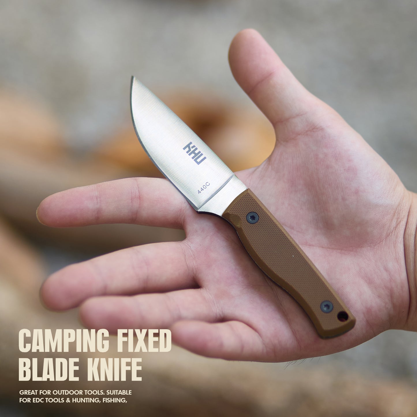 KHU Coltello da Collo Coltello a lama fissa EDC Coltello da caccia Coltello da sopravvivenza Coltello da campeggio Coltello Bushcraft - D2 Acciaio G10 Handle - All'aperto accessori With Kydex Sheath - 11A