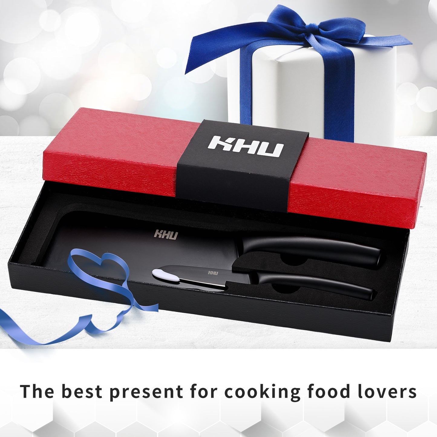 Chopping Knife and Fruit Knife,Black Ti Coating Kitchen Knife Set Meat Bone Chopper Meat Knife Paring Knife with Anti-Slip Hollow Handle