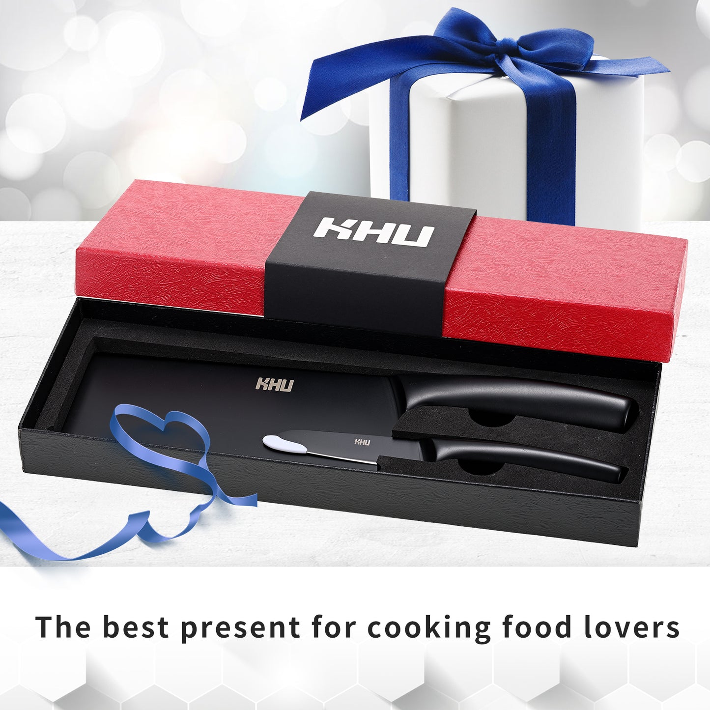 Meat Cleaver and Fruit Knife,2 Pieces Kitchen Knife Set,Black Ti Coating Cleaver Knife Slicing Knife Paring Knife with Hollow Handle