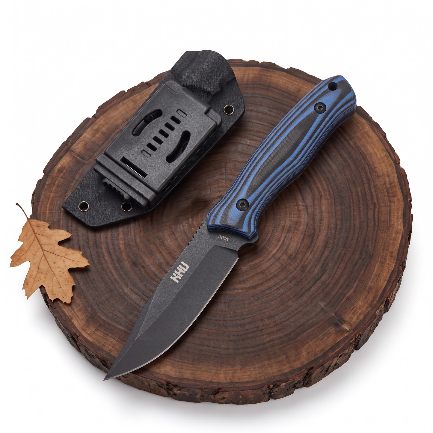 KHU Coltello a lama fissa Coltello da caccia Coltello da sopravvivenza Coltello Bushcraft D2 Acciaio G10 Handle, All'aperto caccia campeggio accessori utili regalo uomo With Kydex Sheath