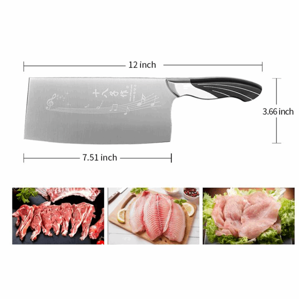 SHI BA ZI ZUO 7 Inch Chinese Kitchen Knife Vegetable Knife Professional Chef Knife with Stainless Steel Full Tang Cast Steel Handle