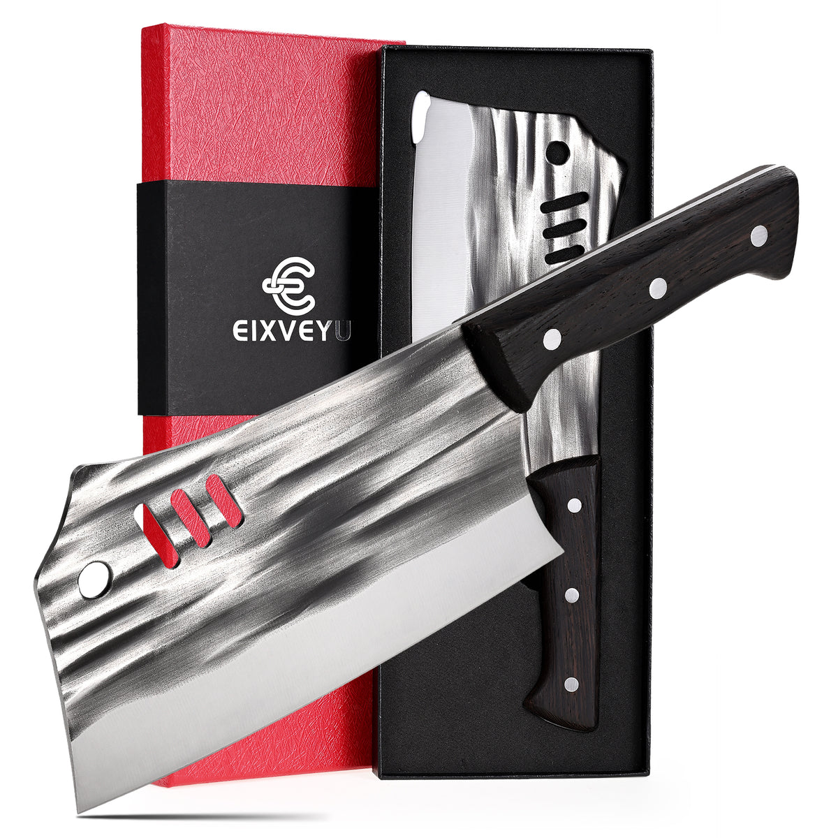 Chopping Knife Forged Cleaver Knife Heavy Duty Kitchen Knife for Meat Cutting with Anti-Slip Wooden Handle